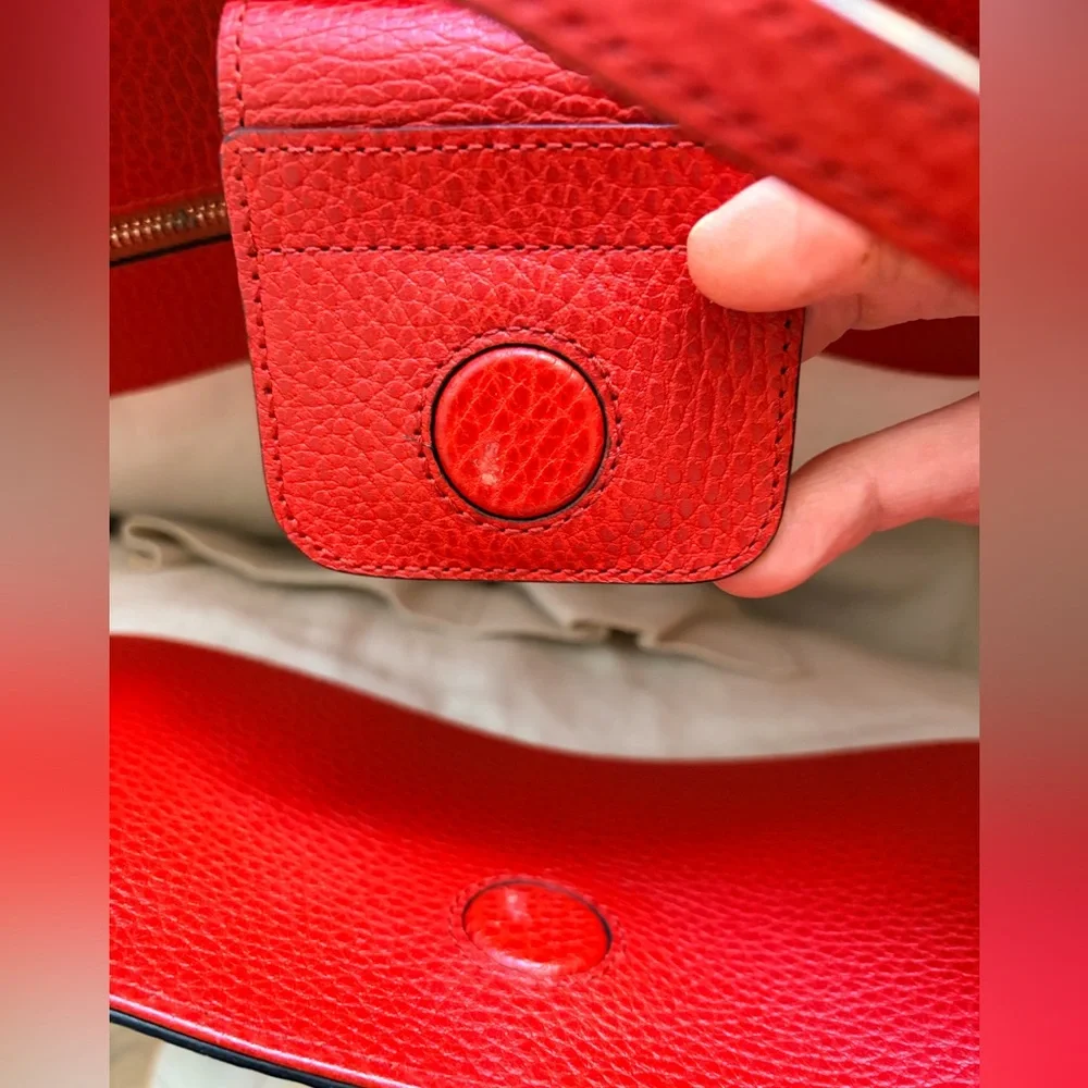Gucci Red Leather Swing Tote Bag Work Satchel Everyday Bag - Picture 5 of 9